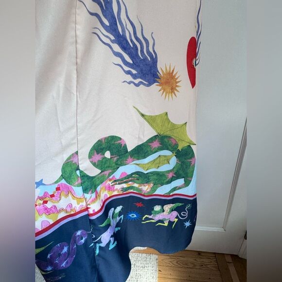 🌟 Alemais Inspired Seeker Print Dress – Whimsical Mythical Motif + Smocked Back - Picture 6 of 6